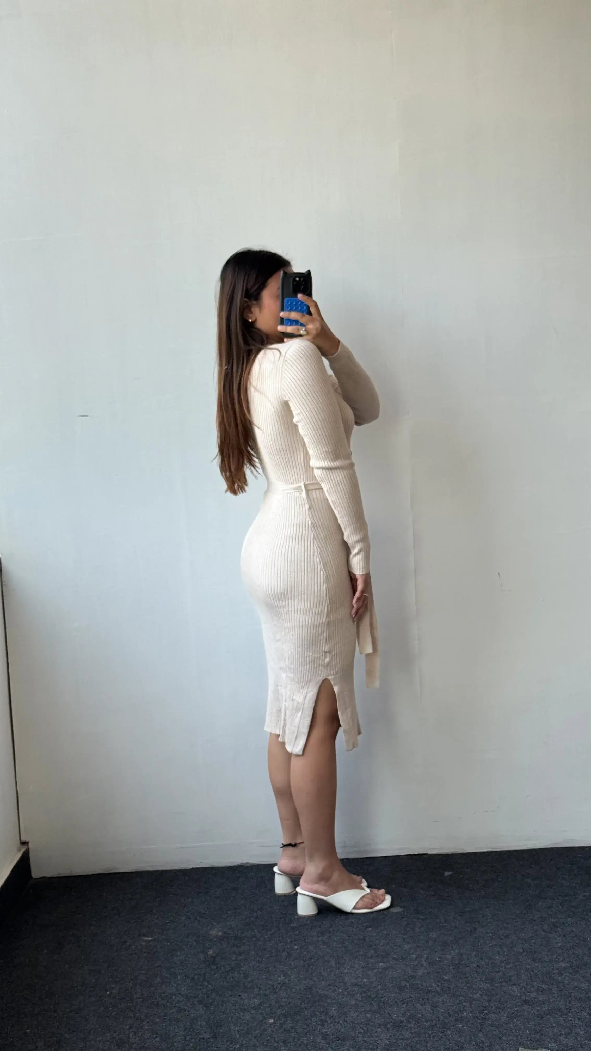 Size S-M, Button-Down Ribbed Midi Dress
