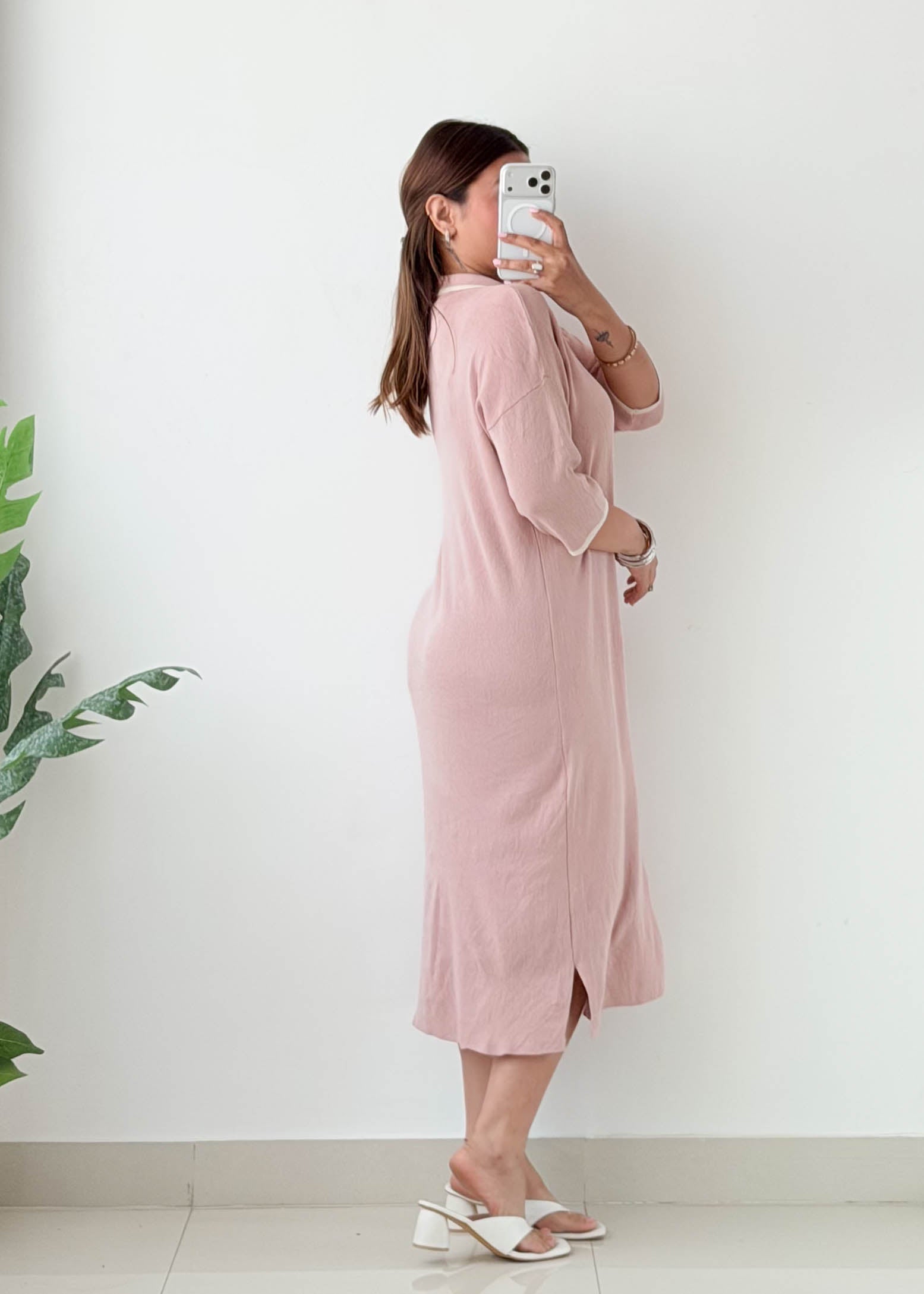 Size XL-XXL Blush Pink Polo Knit Maxi Dress