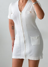 Size M-L White Button-Front Mini Dress
