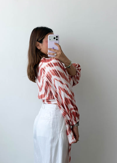 Size M-L Red & White Wrap Top
