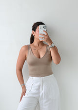 Size XS-S Taupe Scoop Neck Tank Top