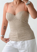 Size M-L Beige Lace Bustier Top