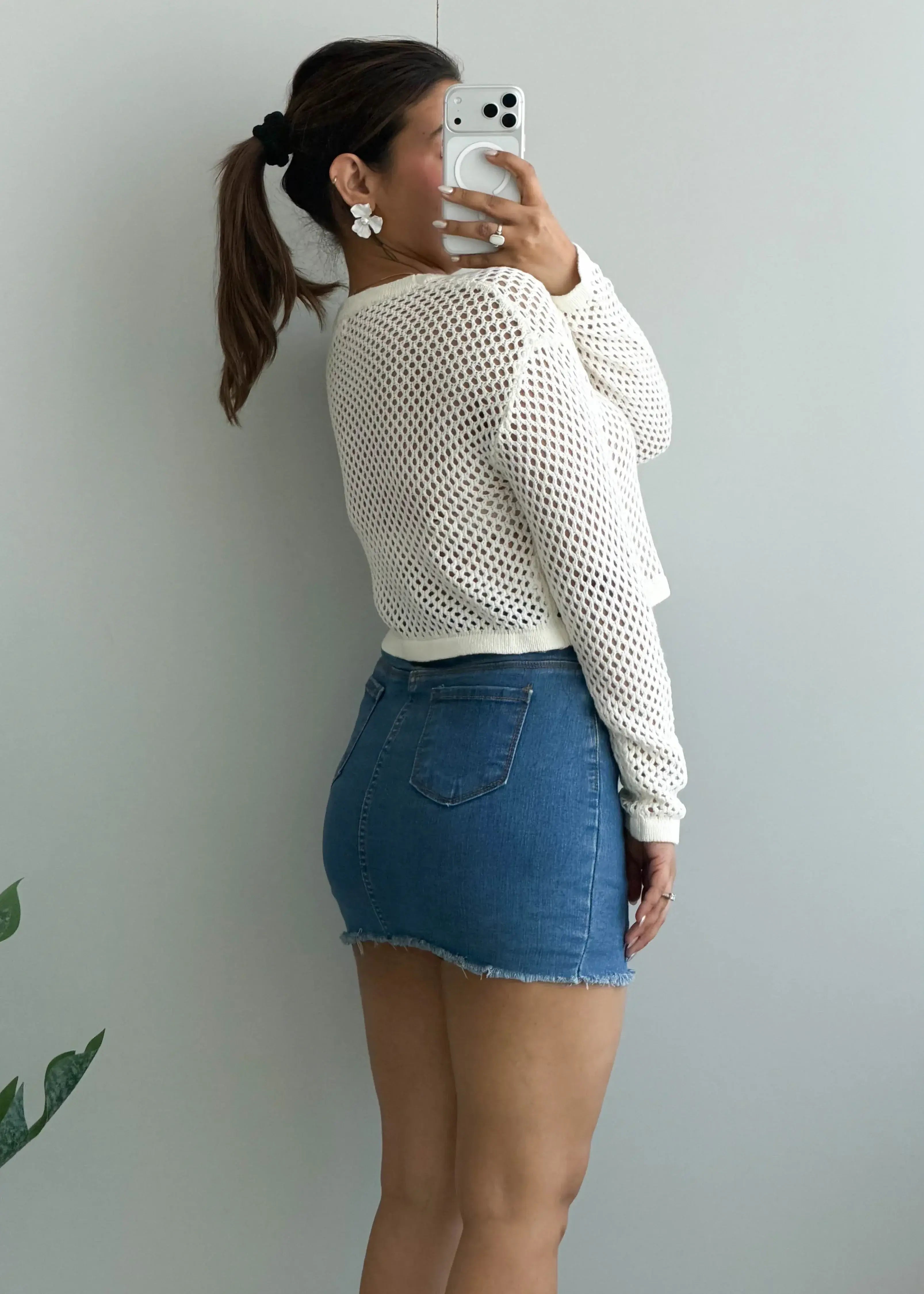 Size S-M, White Crochet Crop Top - Closet by Payal