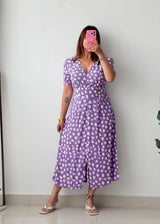 Size M-L Lilac Heart Print Midi Dress