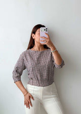 Size M Brown Geometric Printed Top