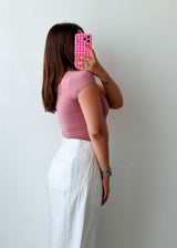 Size XS-S Dusty Rose Square Neck Bodysuit