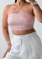 Size S-M Pink Floral Bandeau Top