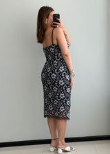 SIZE M-L,  Printed Mesh Bodycon Dress