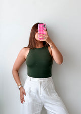 Size XS-S Forest Green High Neck Bodysuit