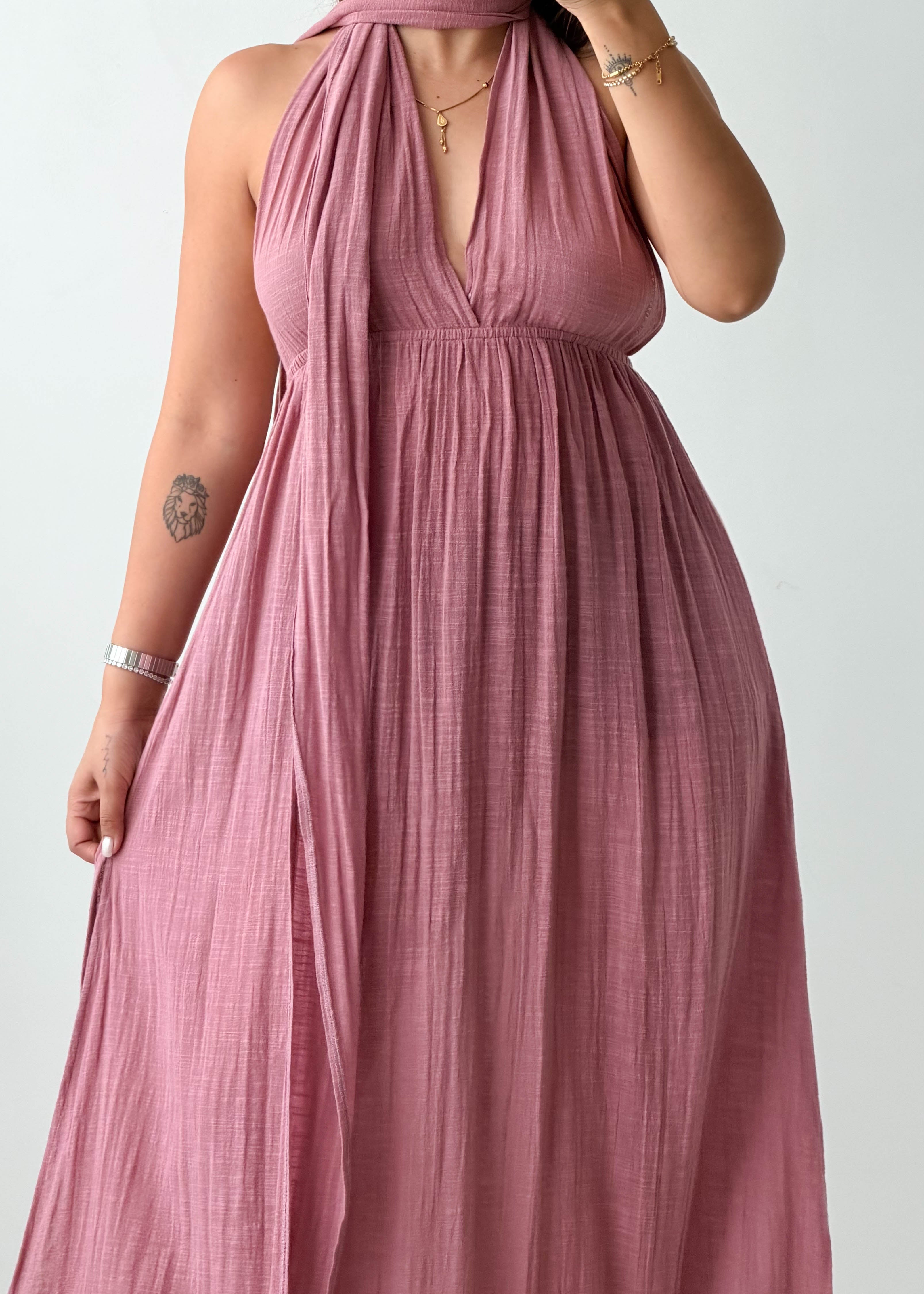 Size XS-S Dusty Pink Halter Maxi Dress