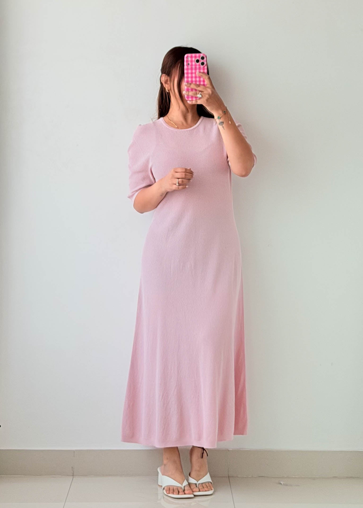 Size M-L Blush Pink Knit Maxi Dress