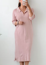 Size XL-XXL Blush Pink Polo Knit Maxi Dress