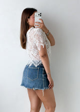 Size S-M White Floral Lace Top
