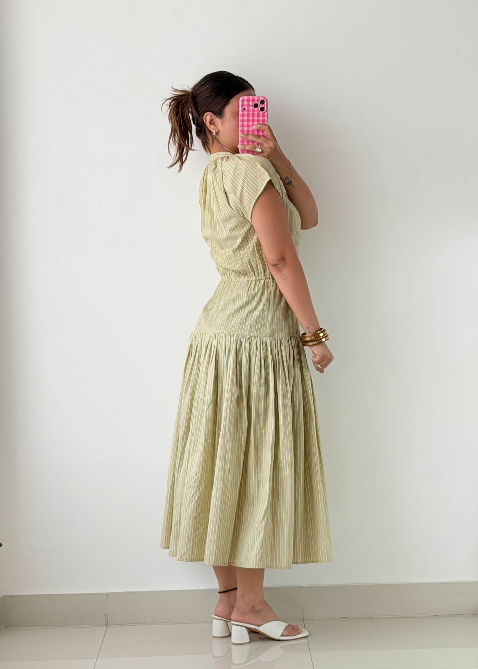 Size S-M Sage Green Tiered Midi Dress
