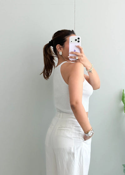 Size S-M, White Racerback Tank Top - Closet by Payal