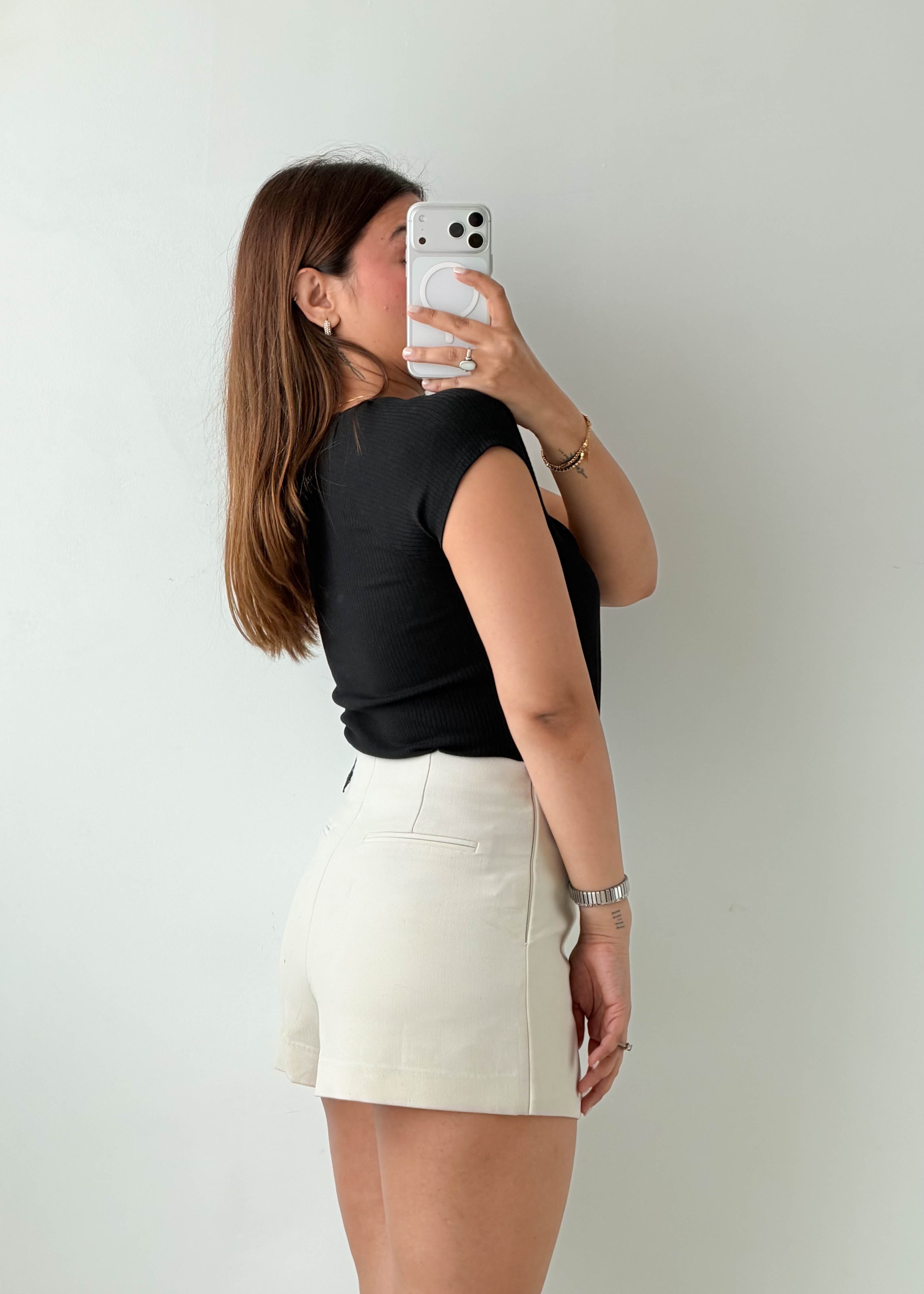 Size L-XL Black Ruched Neck Bodysuit