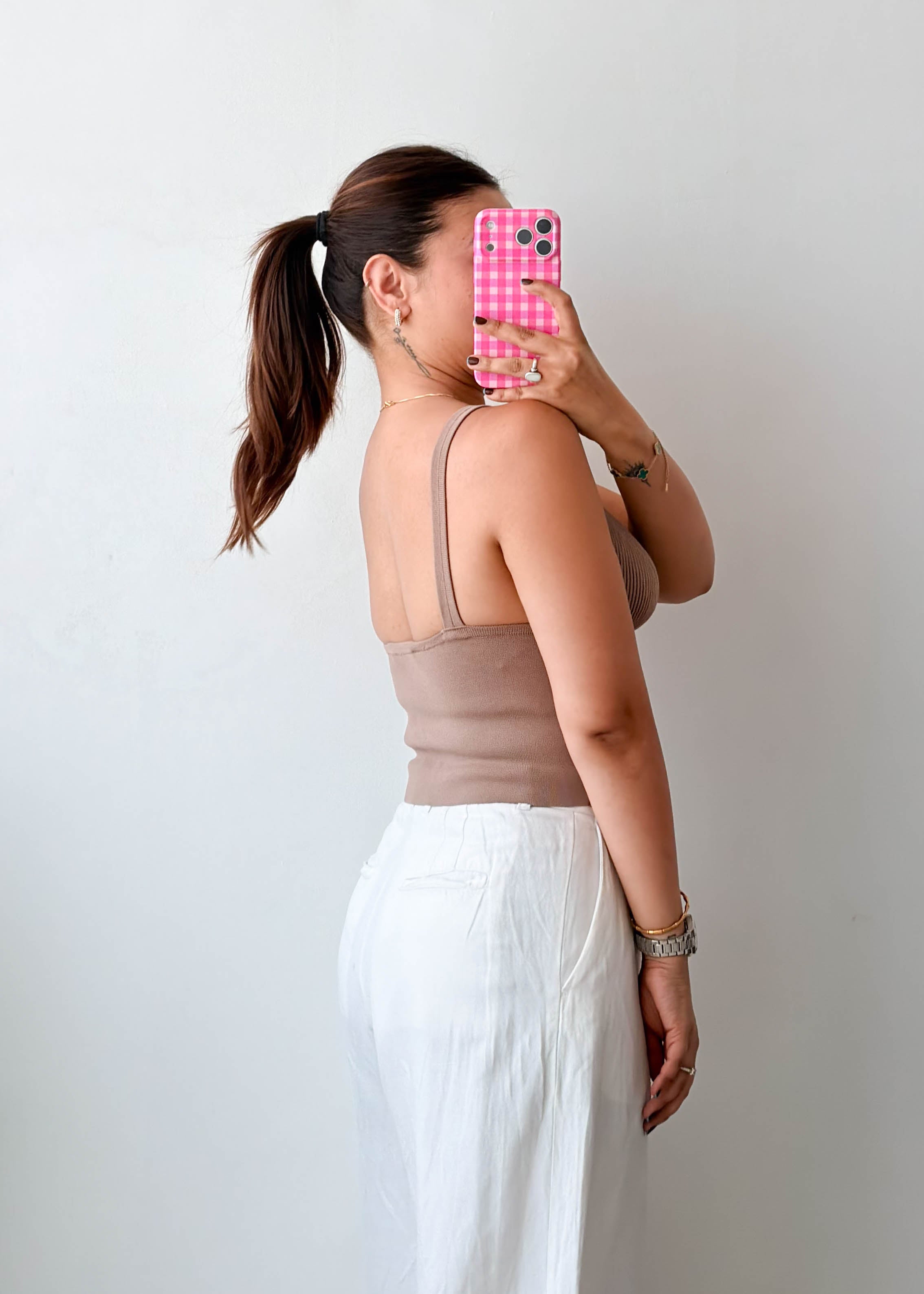 Size XS-S Taupe Plunge Knit Top