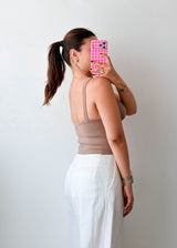 Size XS-S Taupe Plunge Knit Top