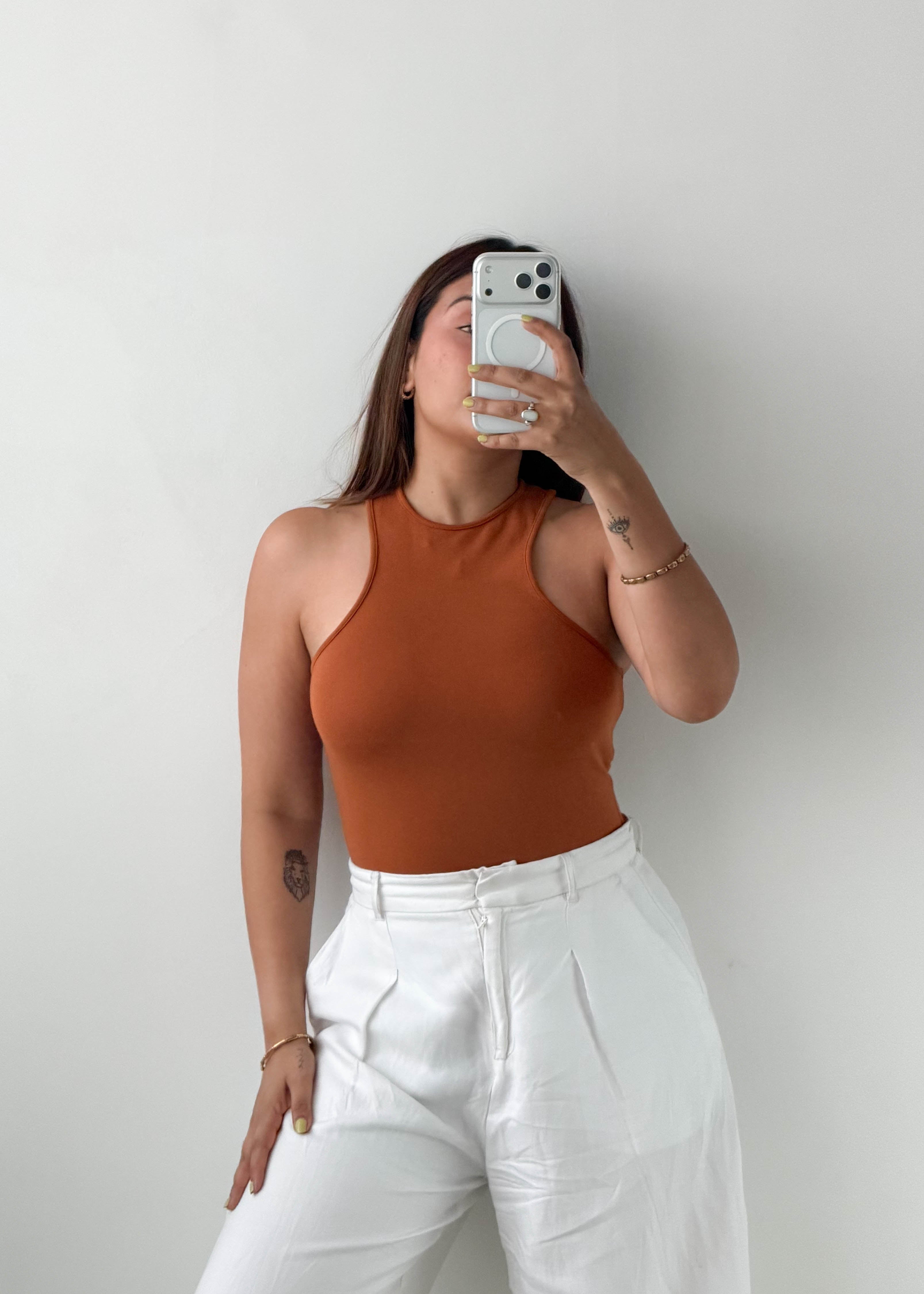 Size S-M Rust High Neck Bodysuit