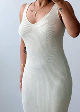Size S-M Cream Ribbed Maxi Dress