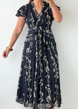 Size M & XL Black Floral Midi Dress