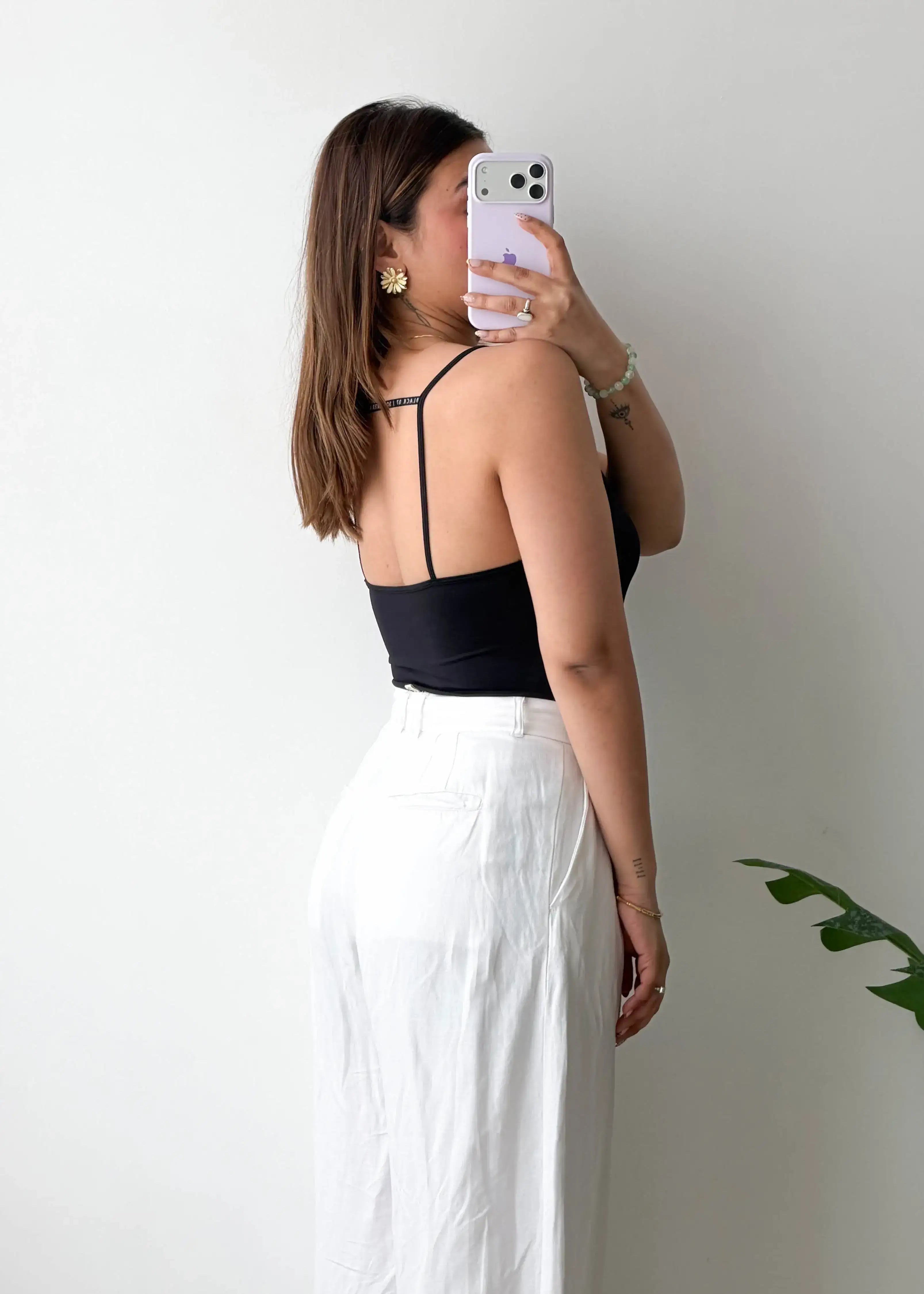 Size M-L, Black Scoop Neck Sleeveless Bodysuit