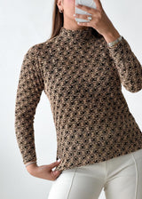 Size M-L Brown Floral High Neck Top