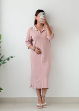 Size XL-XXL Blush Pink Polo Knit Maxi Dress