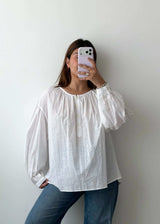 Size L-XL White Oversized Boho Top