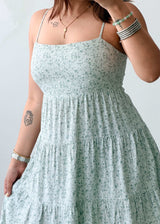 Size S-M Mint Floral Back Tie Mini Dress