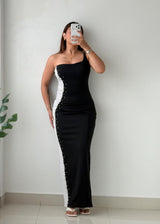 Size S-M Black & White Asymmetric Knit Maxi Dress