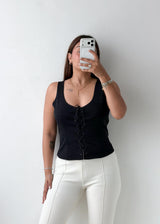 Size M-L Black Lace-Up Corset Top