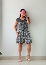 Size S-M Abstract Print Fit & Flare Dress