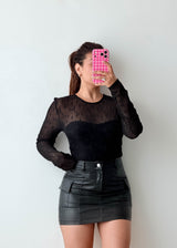 Size M-L Black Sheer Mesh Bodysuit