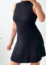 Size S-M Black Mock Neck Fit & Flare Knit Mini Dress