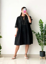 Size XL-XXL, Black Embellished Mini Dress