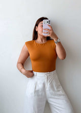 Size M Burnt Orange Shoulder Pad Bodysuit