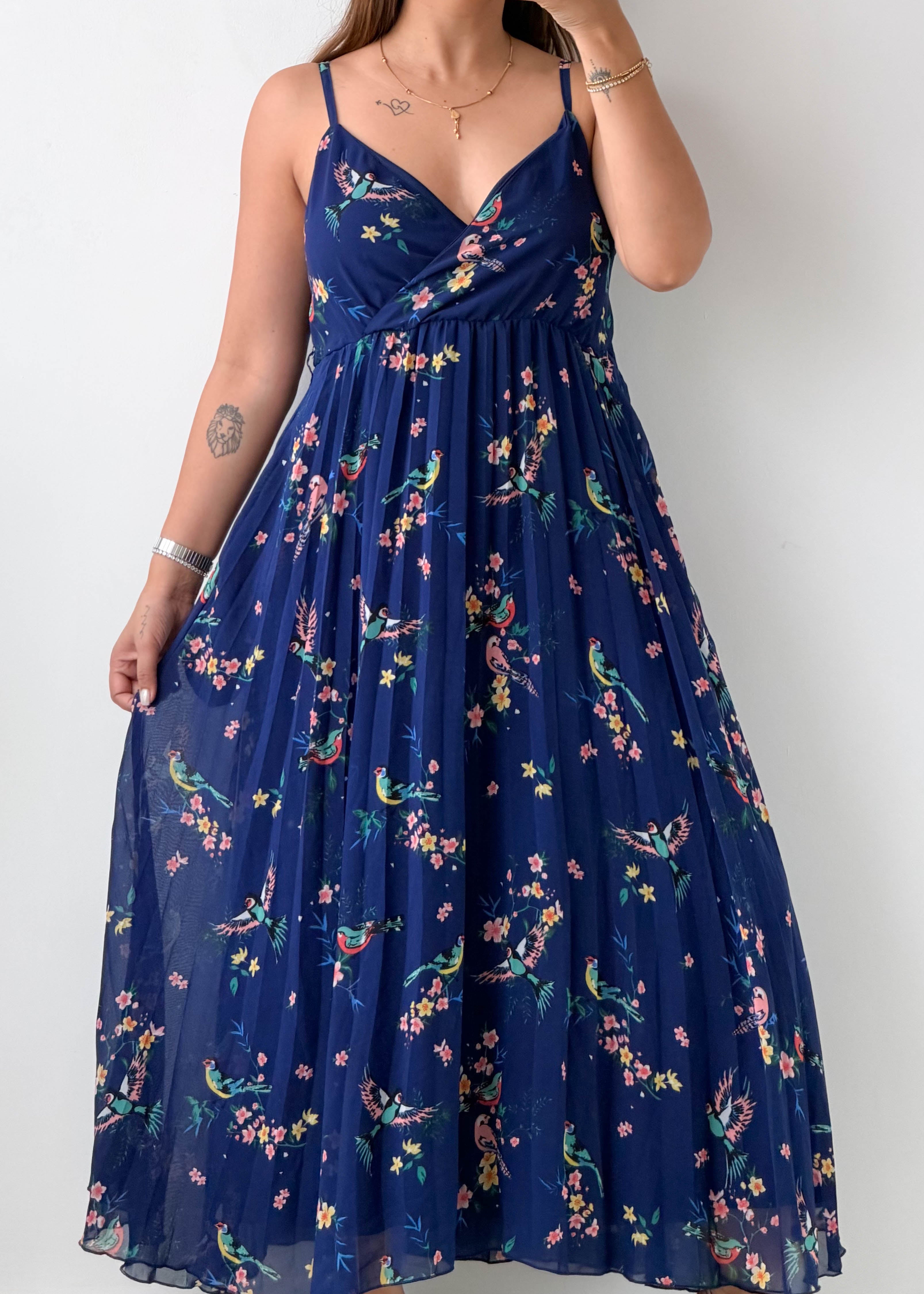 Size S-M Navy Floral Maxi Dress