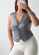 Size S-M Silver Sequin Vest Top