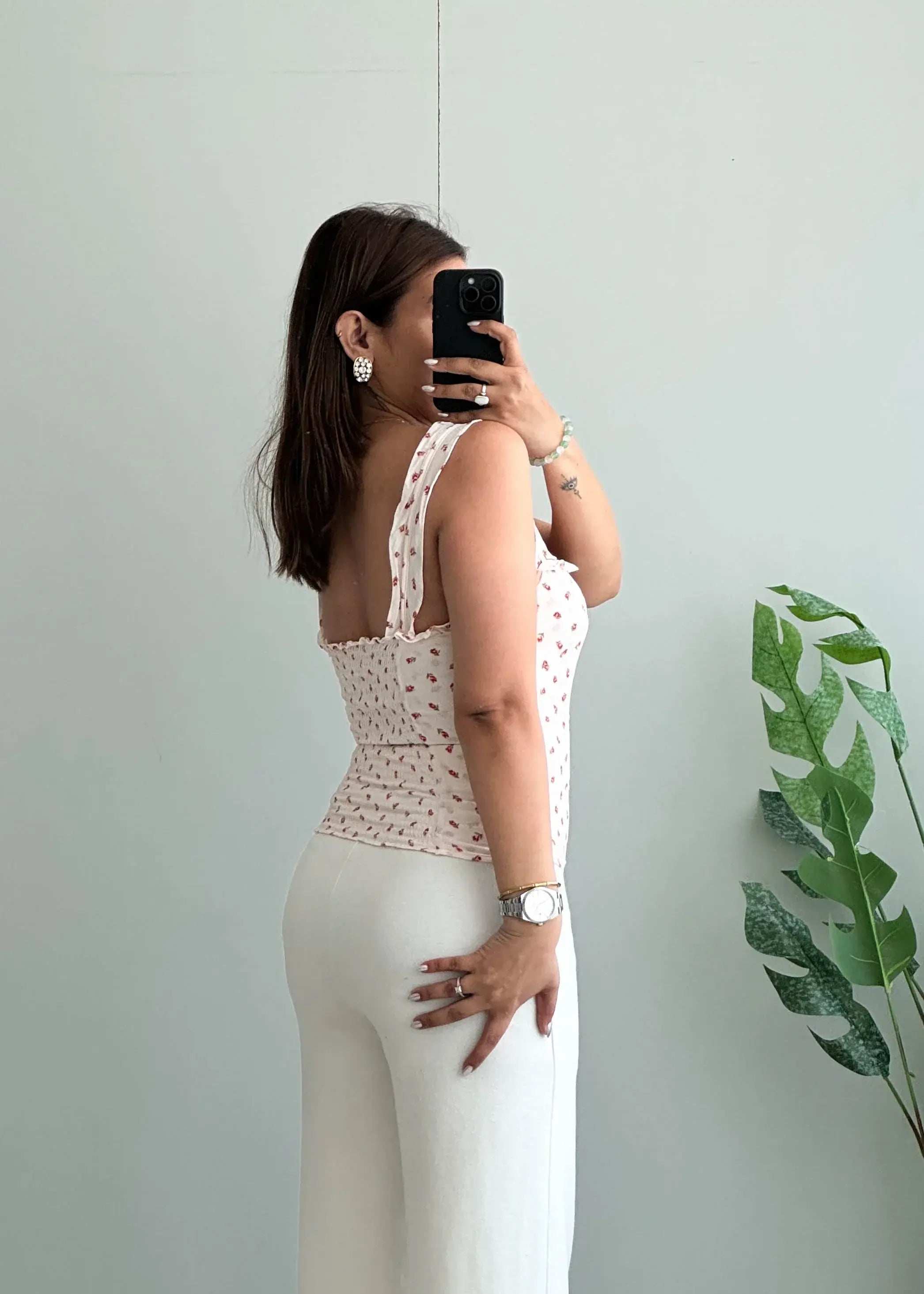 Size XS-S, White Ditsy Floral Summer Corset Top - Closet by Payal