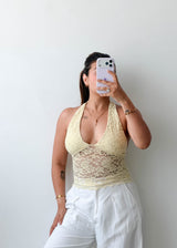 Size XS-S Cream Lace Halter Top
