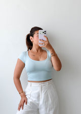 Size XS-S Baby Blue Fitted Crop Top