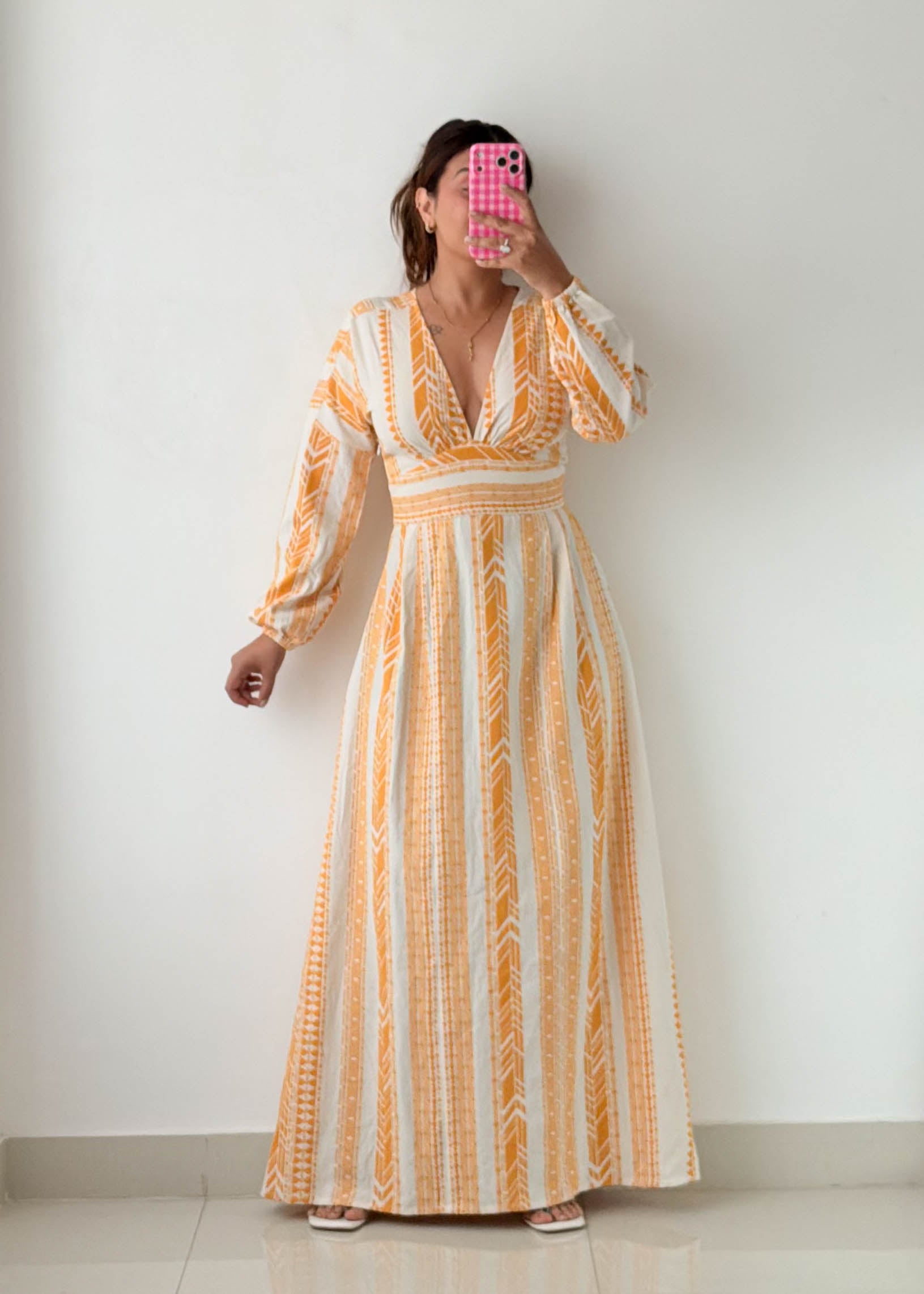 Size S Yellow Stripe Maxi Dress