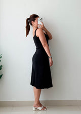 Size S-M Black Flared Ribbed Dress