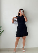 Size M-L Black Bell Sleeve Knit Mini Dress