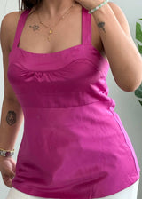 Size M, Fuchsia Satin Halter Neck Top for Women - Closet by Payal
