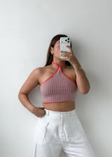 Size S-M Pink Crochet Halter Top