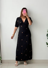 Size S Black Embroidered Maxi Dress