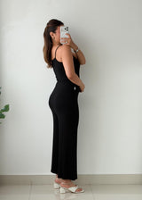 Size XS-S Black Sleeveless Ribbed Jumpsuit