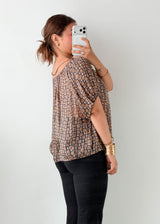 Size M-L Brown Geometric Balloon Top
